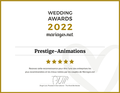 Prestige-Animations, gagnant Wedding Awards 2022 Mariages.net